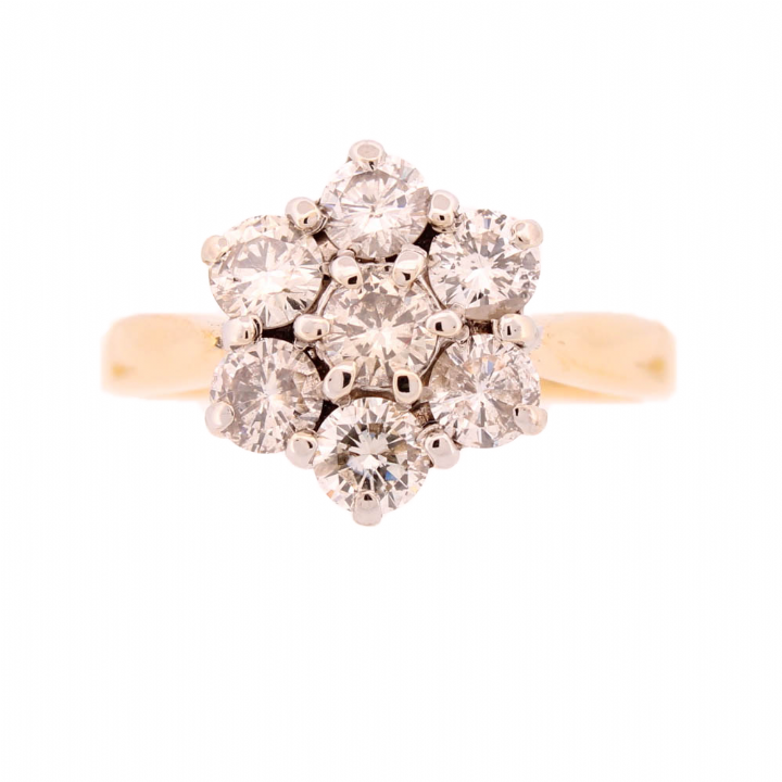Pre-Owned 18ct Gold Diamond Flower Cluster Ring Total 1.15ct 1604177