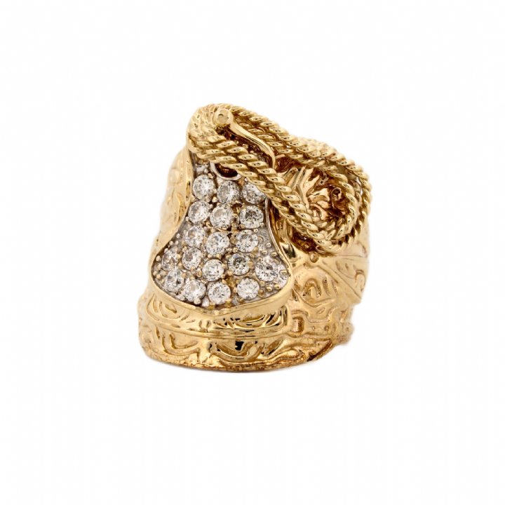 Pre-Owned 9ct Yellow Gold Stone Set Saddle Ring 1508716