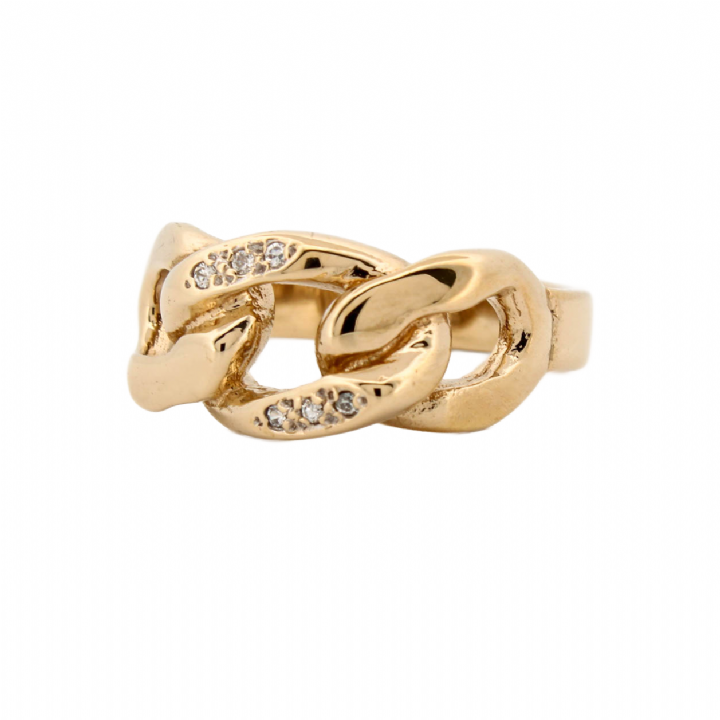 Pre-Owned 9ct Yellow Gold Stone Set Chain Link Ring