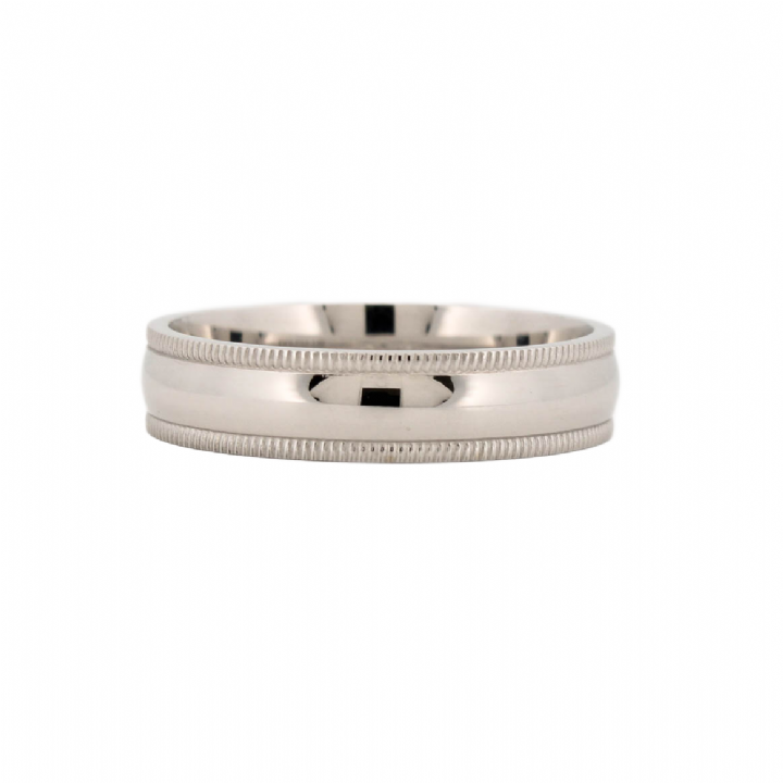 Pre-Owned 14ct White Gold Beaded Edge 5mm Wedding Ring