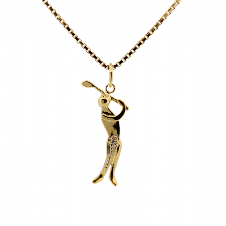 Pre-Owned 14ct Yellow Gold Golfer Pendant & 24