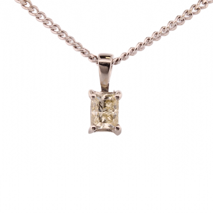 Pre-Owned Platinum Emerald Cut Diamond Solitaire Pendant 0.56ct