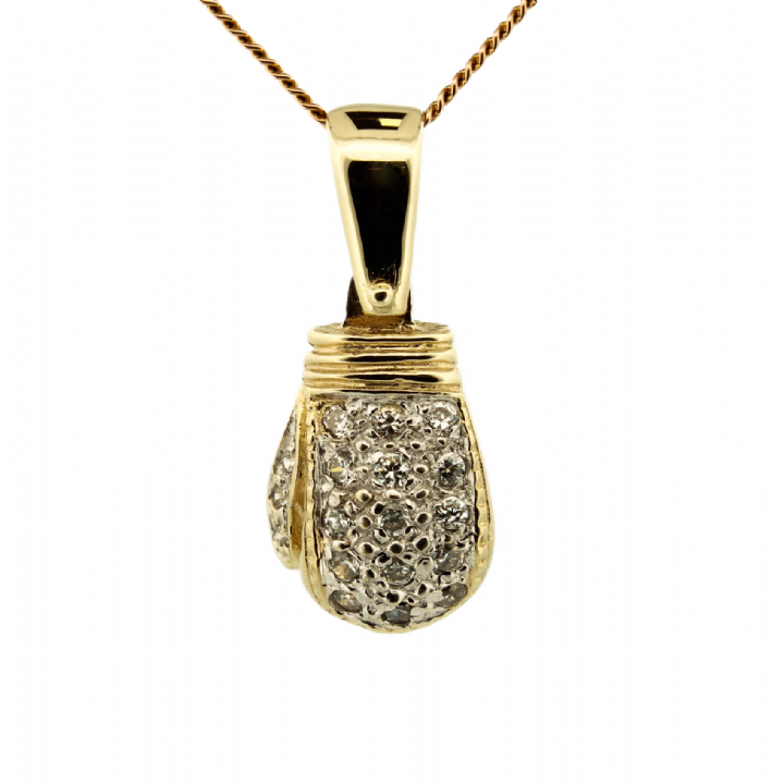 Pre-Owned 9ct Yellow Gold Stone Set Boxing Glove Pendant