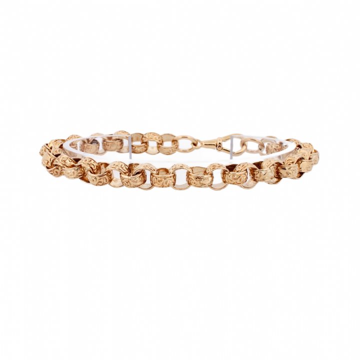 Pre-Owned 9ct Yellow Gold Patterned Belcher Bracelet