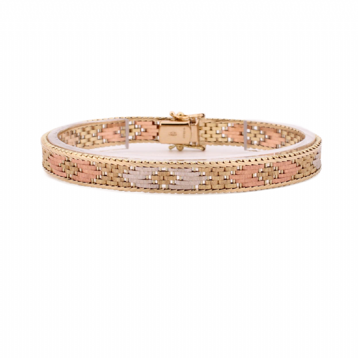 Pre-Owned 9ct 3 Colour Gold Fancy Bracelet