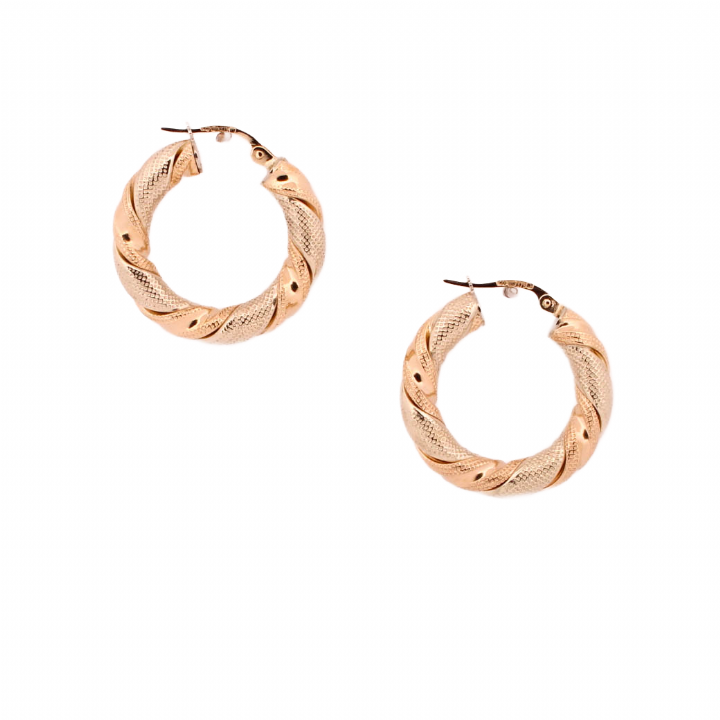 Pre-Owned 9ct Yellow & White Gold Twist Hoop Earrings 1513021