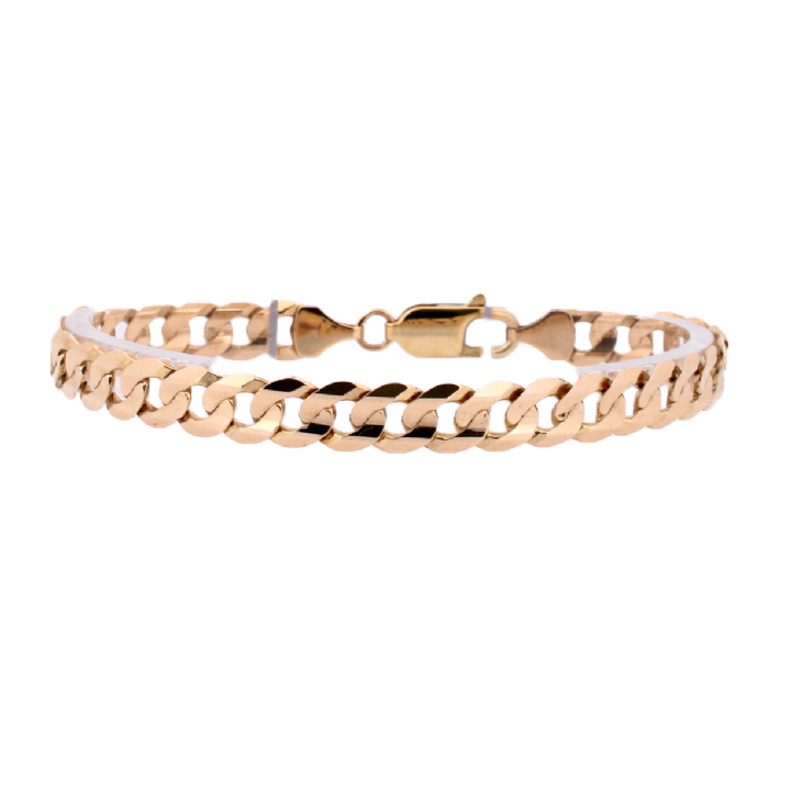 Pre-Owned 9ct Yellow Gold Concave Curb Bracelet