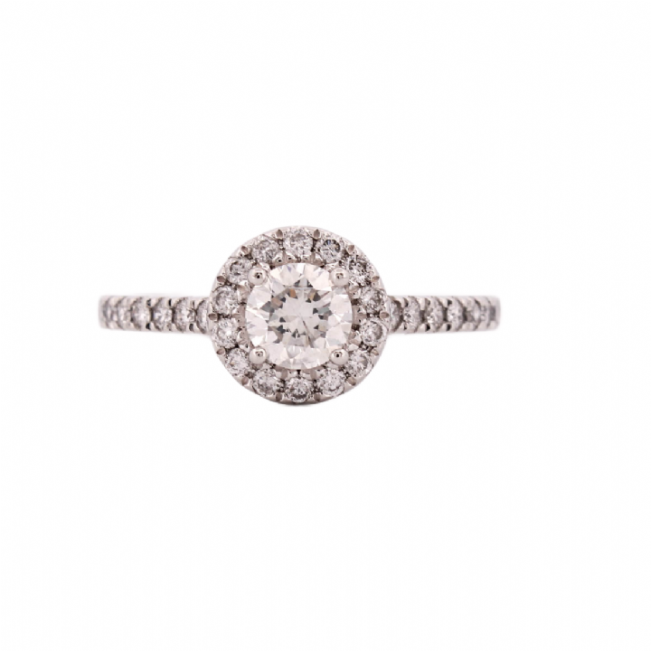 Pre-Owned Platinum Diamond Halo Ring Total 1.00ct