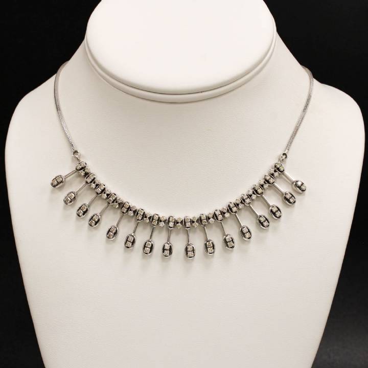 Pre-Owned 9ct White Gold Diamond Necklace Total 3.14ct 7113367