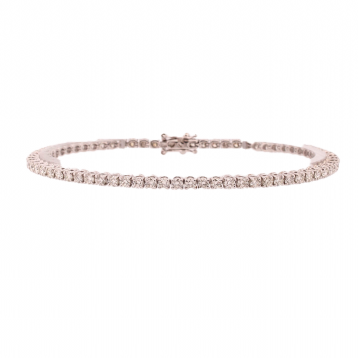 Pre-Owned 18ct White Gold Diamond Line Bracelet Total 3.18ct