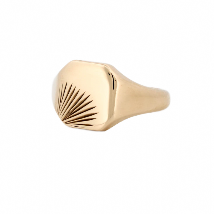 Pre-Owned 9ct Yellow Gold 'Sunray' Signet Ring 1508732