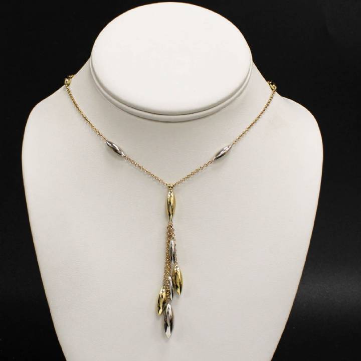 Pre-Owned 9ct 2 Colour Gold Drop Necklace 1501006