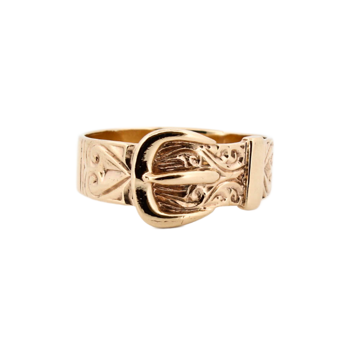 Pre-Owned 9ct Yellow Gold Engraved Buckle Ring 1508735