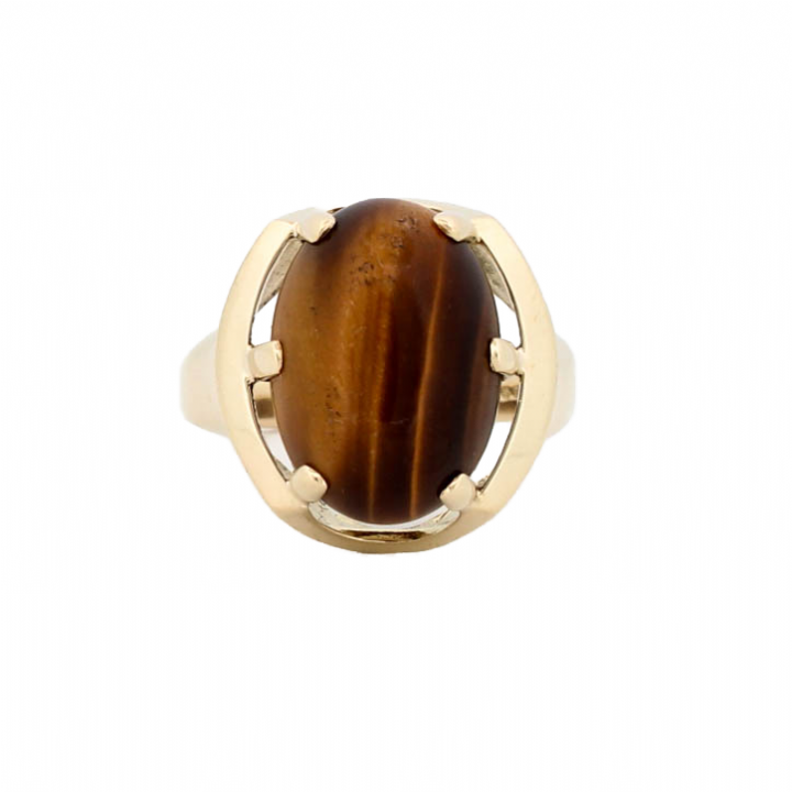Pre-Owned 9ct Yellow Gold Tiger Eye Rung