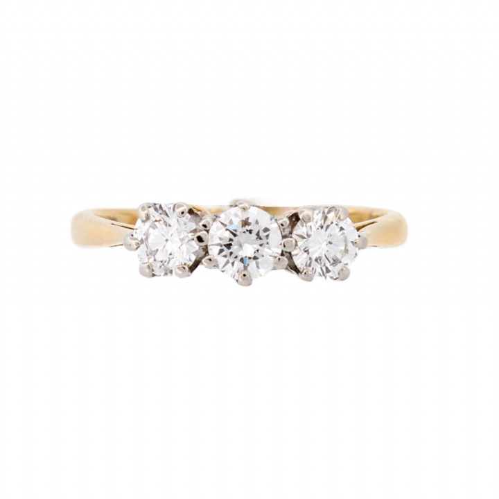 Pre-Owned 18ct Yellow Gold 3 Stone Diamond Ring 0.75ct Total