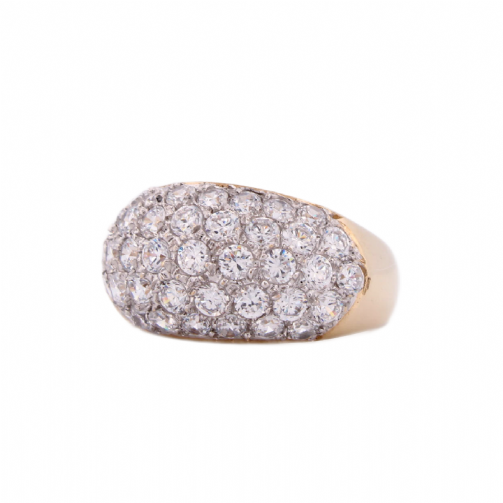 Pre-Owned 9ct Yellow Gold Stone Set Dome Ring