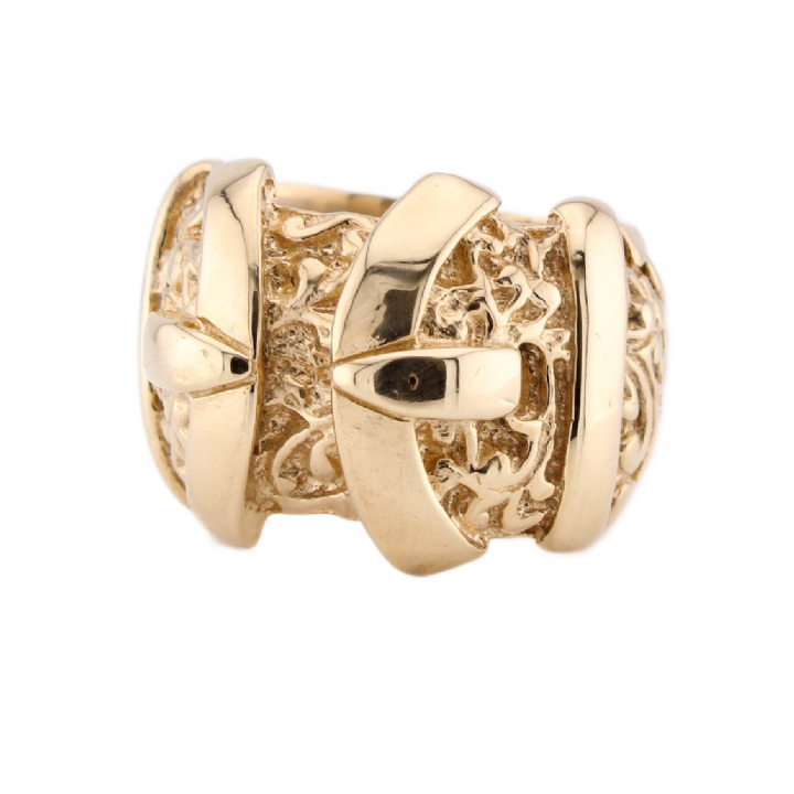 Pre-Owned 9ct Yellow Gold Heavy Double Buckle Ring 7008151
