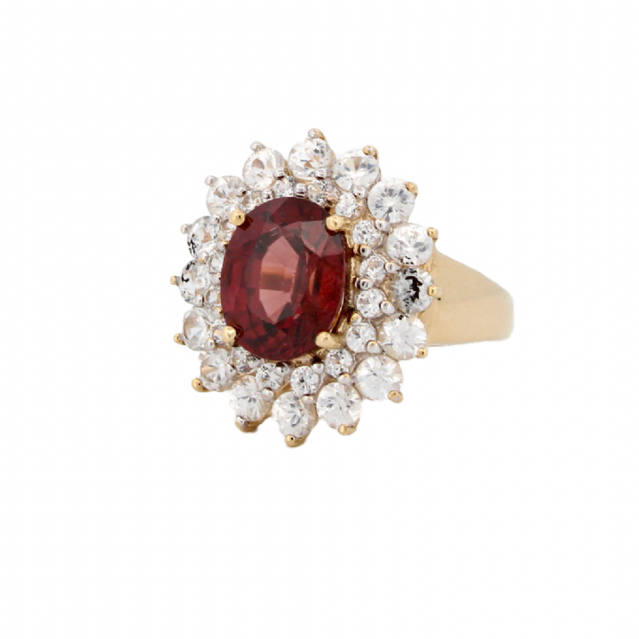Pre-Owned 9ct Yellow Gold Cinnamon & Zircon Ring