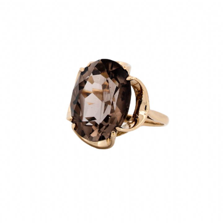Pre-Owned 9ct Yellow Gold Smokey Quartz Solitaire Ring