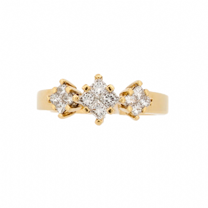 Pre-Owned 18ct Yellow Gold Diamond Triple Cluster Ring 0.48ct