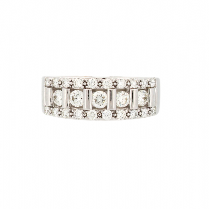 Pre-Owned 14ct White Gold Diamond Fancy Band Ring 0.82ct