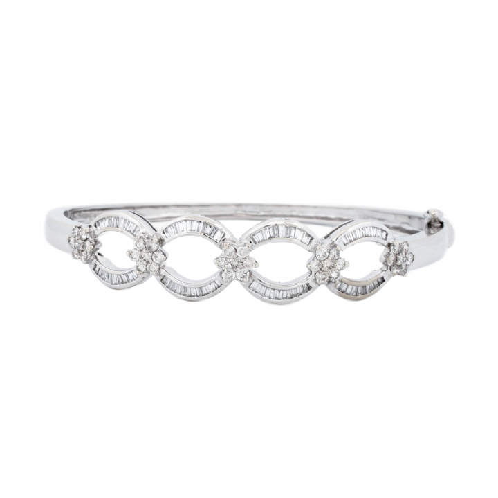 Pre-Owned 18ct White Gold Diamond Bangle 2.00ct Total