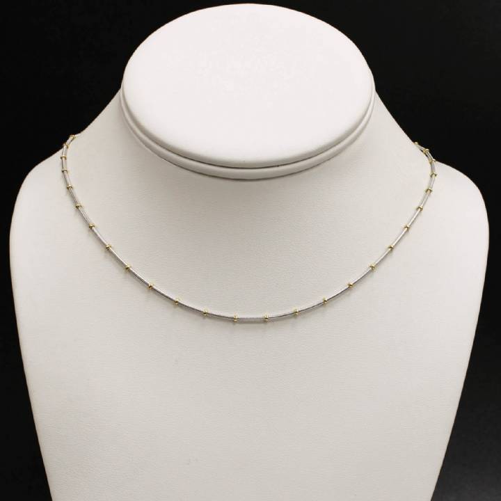 Pre-Owned 18ct 2 Colour Gold  Beaded Chain