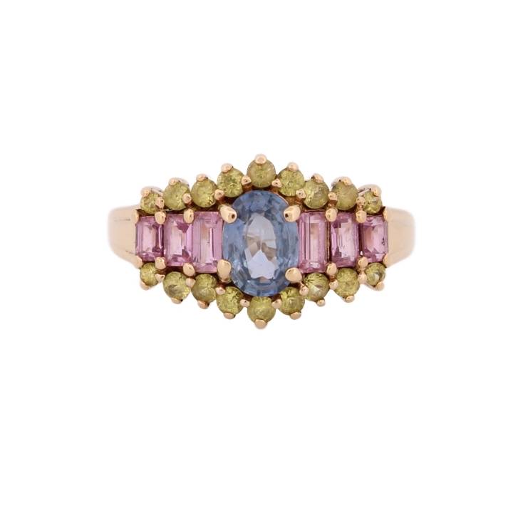 Pre-Owned 9ct Yellow Gold 3 Colour Sapphire Ring