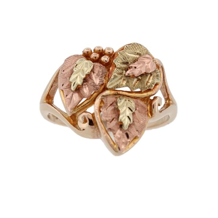 Pre-Owned 9ct 3 Colour Gold Multi Leaf Ring