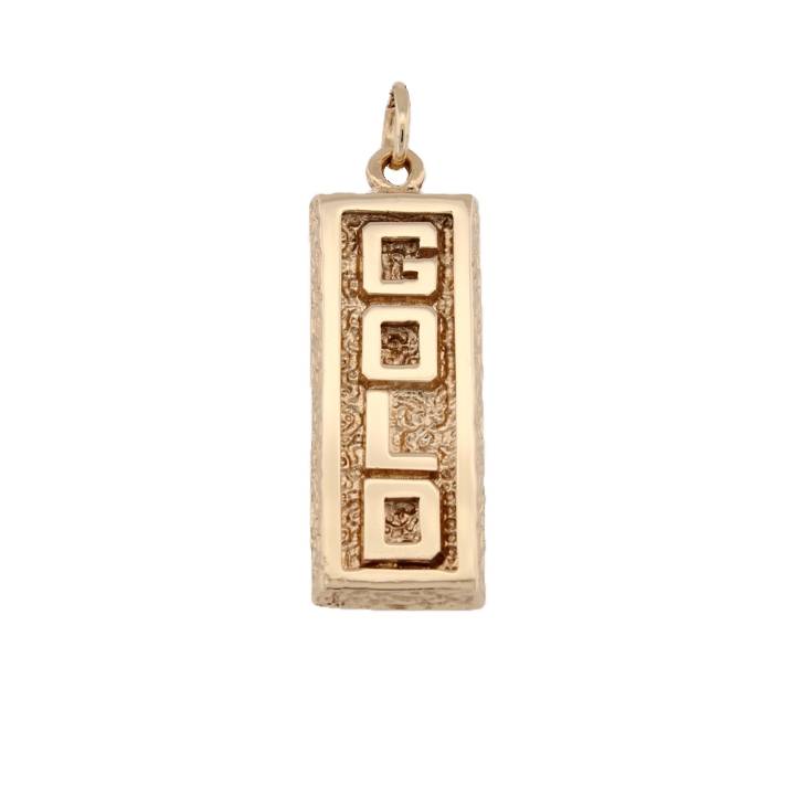 Pre-Owned 9ct Yellow Gold 'GOLD' Bar Pendant 1510232