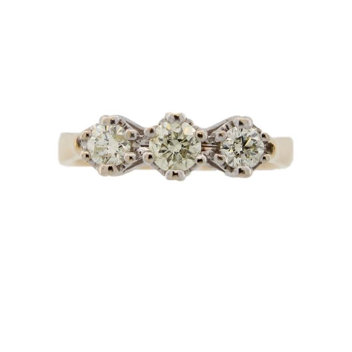 Pre-Owned 18ct Yellow Gold Diamond 3 Stone Ring Total 0.50ct 1604191