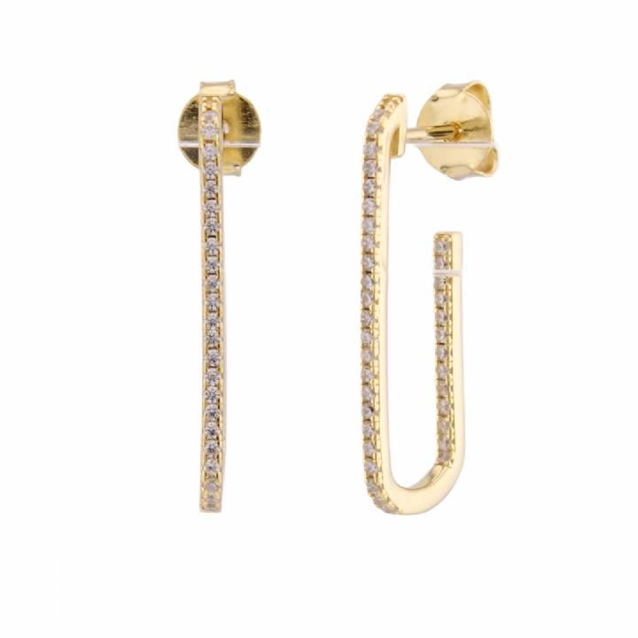 New Silver Gold Plated Stone Set Hoop Earrings