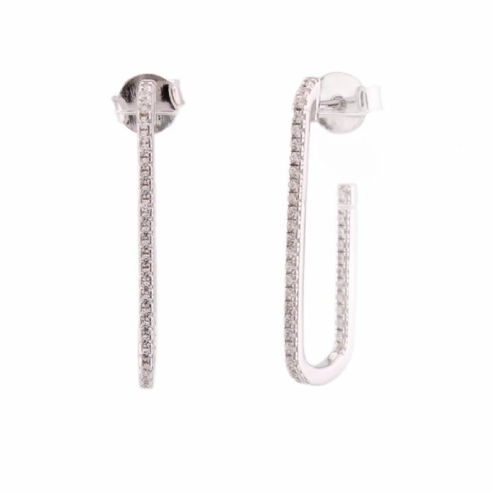 New Silver Stone Set Hoop Earrings 1105593