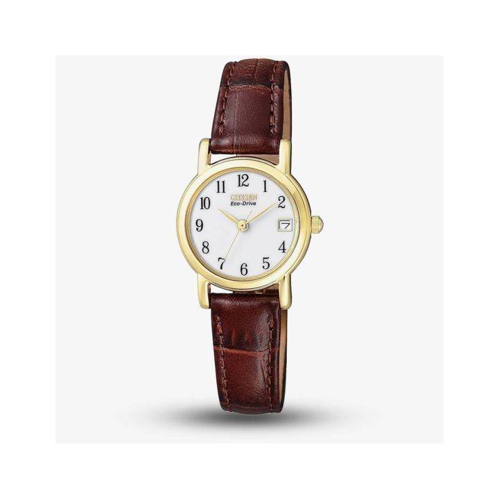 Citizen Ladies Eco-Drive Strap Watch, Gold Colour, White Dial 0103355